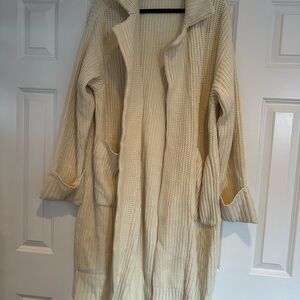 WeWoreWhat Cream Open-Front Knit Cardigan with Pockets